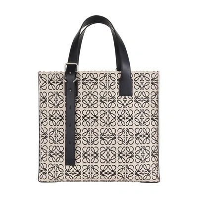 Loewe Anagram Tote-bag In Ecru Black