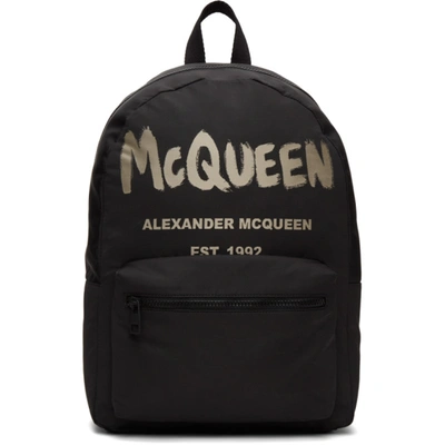Alexander Mcqueen Black & Beige Metropolitan Backpack In 1073 Blkivo