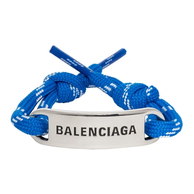 Balenciaga Rope And Silver-tone Bracelet In 4051 Blue