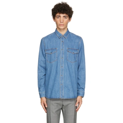 Hugo Long-sleeved Denim Shirt In Blue
