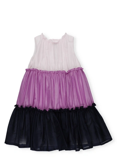 Il Gufo Kids' Flounced Multicolor Sleeveless Dress In Pink,multi