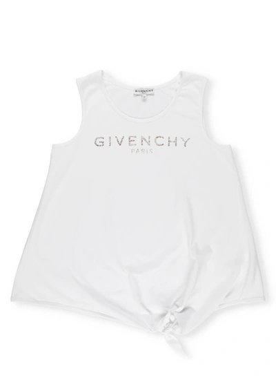 Givenchy Kids' Iridescent Logo Cotton Tank Top In White