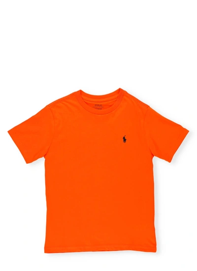 Ralph Lauren Kids' Polo Pony Embroidered Cotton T-shirt In Sailing Orange