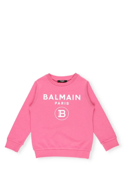 Balmain Kids' Logo印花套头衫 In Pink