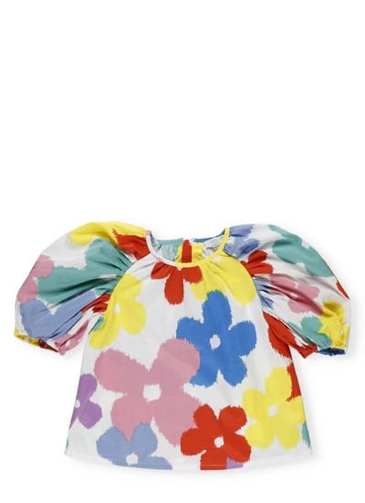 Stella Mccartney Kids' Multicolor Printed T-shirt In Multicol Flowers White
