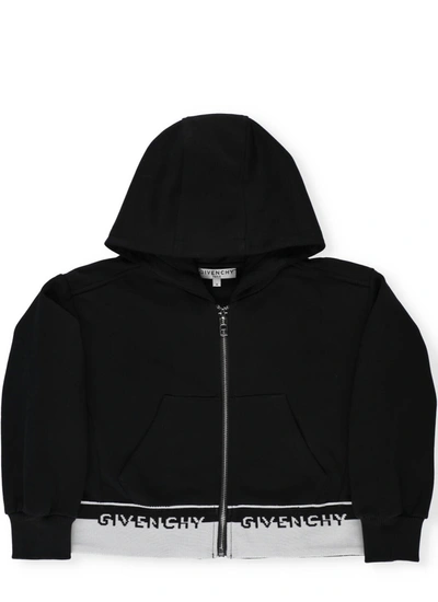Givenchy Logo Print Zipped Hoodie In Black