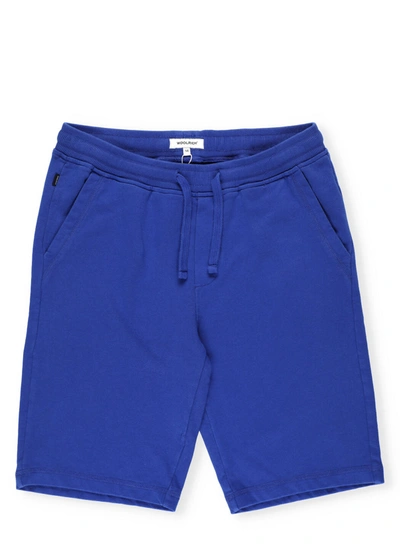 Woolrich Kids' Cotton Bermuda Short In Electric Blue
