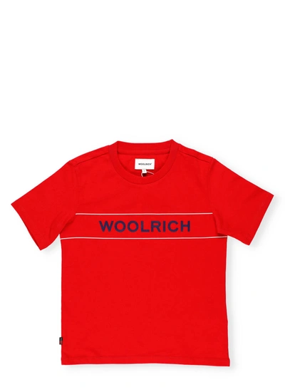 Woolrich Kids' Luxe Logo T-shirt In Red