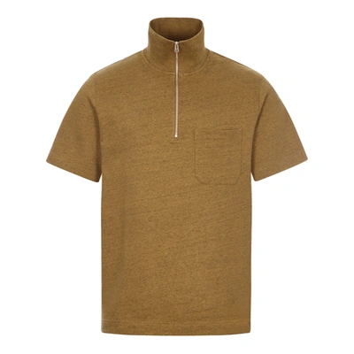 Norse Projects Jom Half Zip Linen Mix Polo Brown