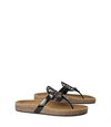 Tory Burch Miller Cloud Leather Thong Sandals In Perfect Black/natural