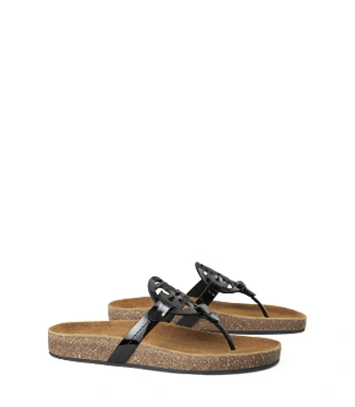 Tory Burch Miller Cloud Leather Thong Sandals In Perfect Black