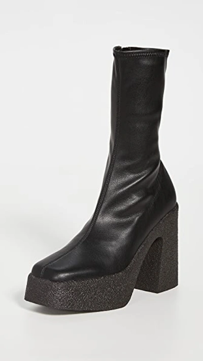 Stella Mccartney Platform Stretch Boots In Black