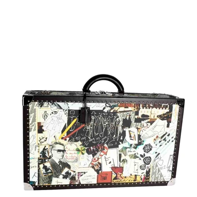 Pre-owned Fendi Multicolor Karl Kollage Travel Trunk Suitcase