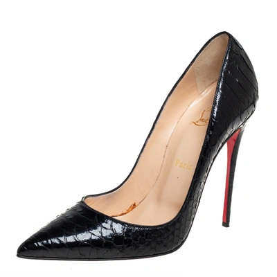 Pre-owned Christian Louboutin Black Python Leather So Kate Pumps Size 40