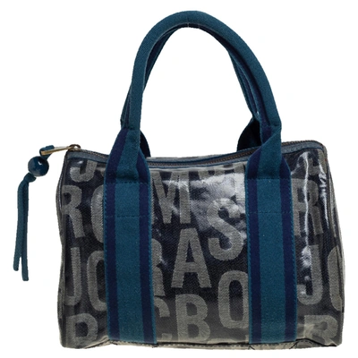 Pre-owned Marc By Marc Jacobs Blue Coated Canvas Alphabet Bowler Bag
