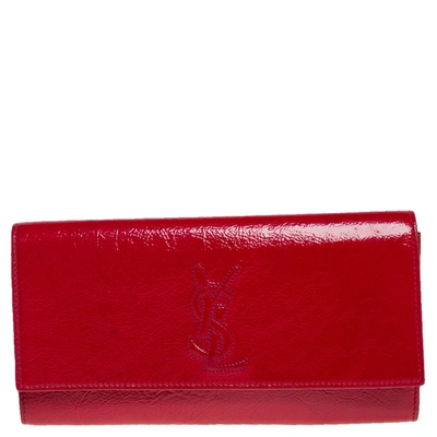 Pre-owned Saint Laurent Red Patent Leather Belle De Jour Flap Clutch