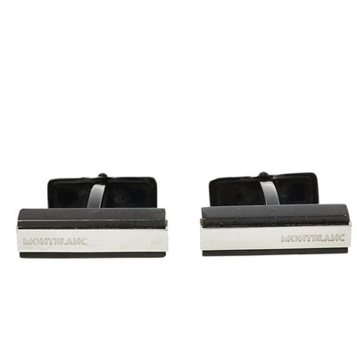 Pre-owned Montblanc Iconic Black Pvd Steel Cufflinks