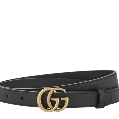 Pre-owned Gucci Black Leather Double G Buckle Belt