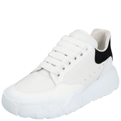 Pre-owned Alexander Mcqueen White/black Leather Court Trainer Sneakers Eu 38 (us 7.5/uk 5)
