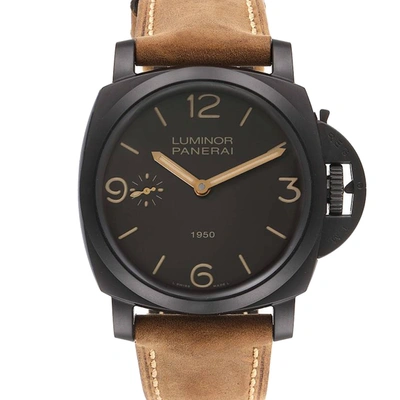 Pre-owned Panerai Black Composite Luminor 1950 3 Days Pam00375 Men's Wristwatch 47 Mm
