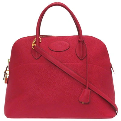 Pre-owned Hermes Rouge Leather Bolide 37 Bag In Red