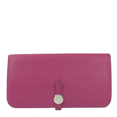 Pre-owned Hermes Purple/pink Leather Dogon Wallet