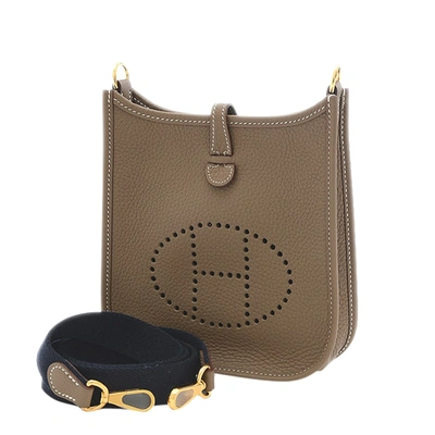 Pre-owned Hermes Grey Clemence Leather Evelyne Tpm Shoulder Bag