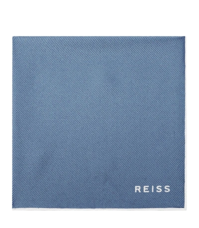 Reiss Silk Pocket Square In Soft Blue