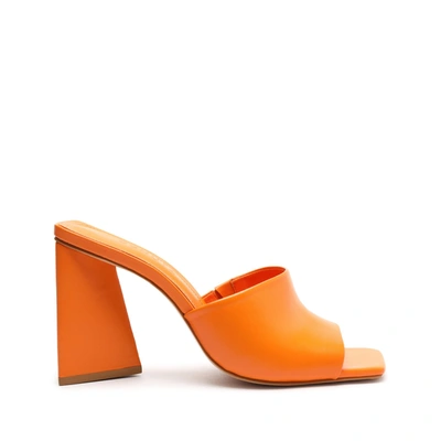 Schutz Lizah Leather Sandal In Bright Tangerine