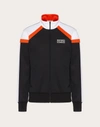 Valentino Vltn-motif Zip-up Jacket In Black/neon Orange