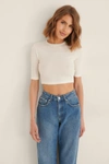 NA-KD RECYCLED ROUND NECK RIBBED CROP TOP
