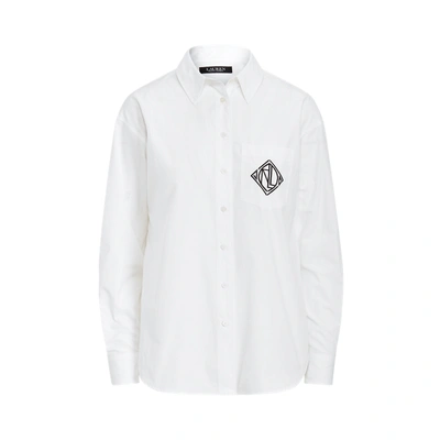 Lauren Ralph Lauren Logo Cotton Broadcloth Shirt In White