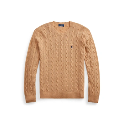 Ralph Lauren Cable-knit Wool-cashmere Sweater In Camel Melange