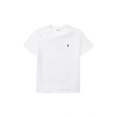 Polo Ralph Lauren Kids' Cotton Jersey V-neck Tee In White