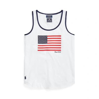 Ralph Lauren Team Usa Flag Jersey Tank Top In White