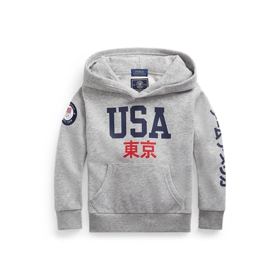 Polo Ralph Lauren Kids' Team Usa Fleece Hoodie In Andover Heather