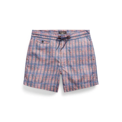 Double Rl Plaid Twill Drawstring Short In Red/ Navy