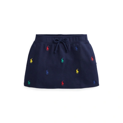 Polo Ralph Lauren Kids' Polo Pony Stretch Mesh Skirt In French Navy