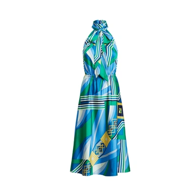 Lauren Ralph Lauren Print Twill Sleeveless Dress In Blue Multi