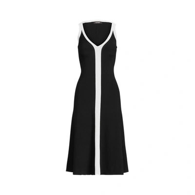 Lauren Ralph Lauren Two-tone Sleeveless Dress In Polo Black/white