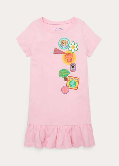 Polo Ralph Lauren Kids' Cotton Jersey Graphic Tee Dress In Taylor Rose