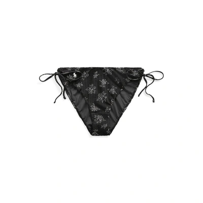 Ralph Lauren Floral Side-tie Bikini Bottom In Black