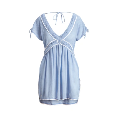 Ralph Lauren Ruffle V-neck Dress In Blue