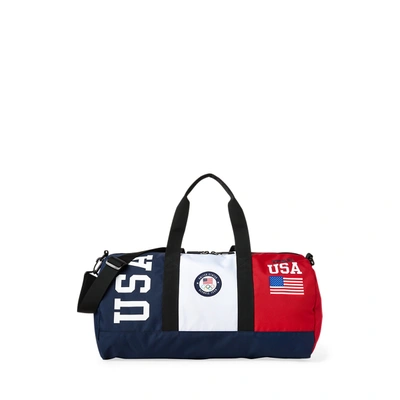 Ralph Lauren Team Usa Color-blocked Duffel In Navy/red/white