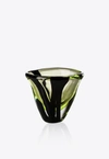 Venini Black Belt Ovale Glass Vase In Green