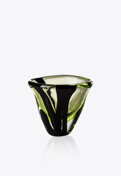 Venini Black Belt Ovale Glass Vase In Green