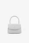 BY FAR Mini Top Handle Bag in Croc-Embossed Cow Leather