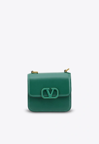 Valentino Garavani Micro Vsling Shoulder Bag In Calfskin In Green