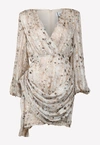 Elliatt Caravay Snake Print Draped Chiffon Mini Dress In Beige