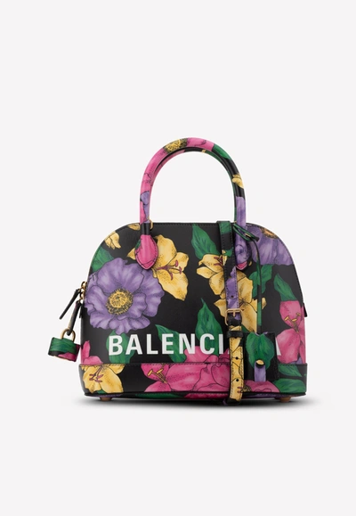 Balenciaga Small Ville Floral Print Top Handle Bag In Multicolor